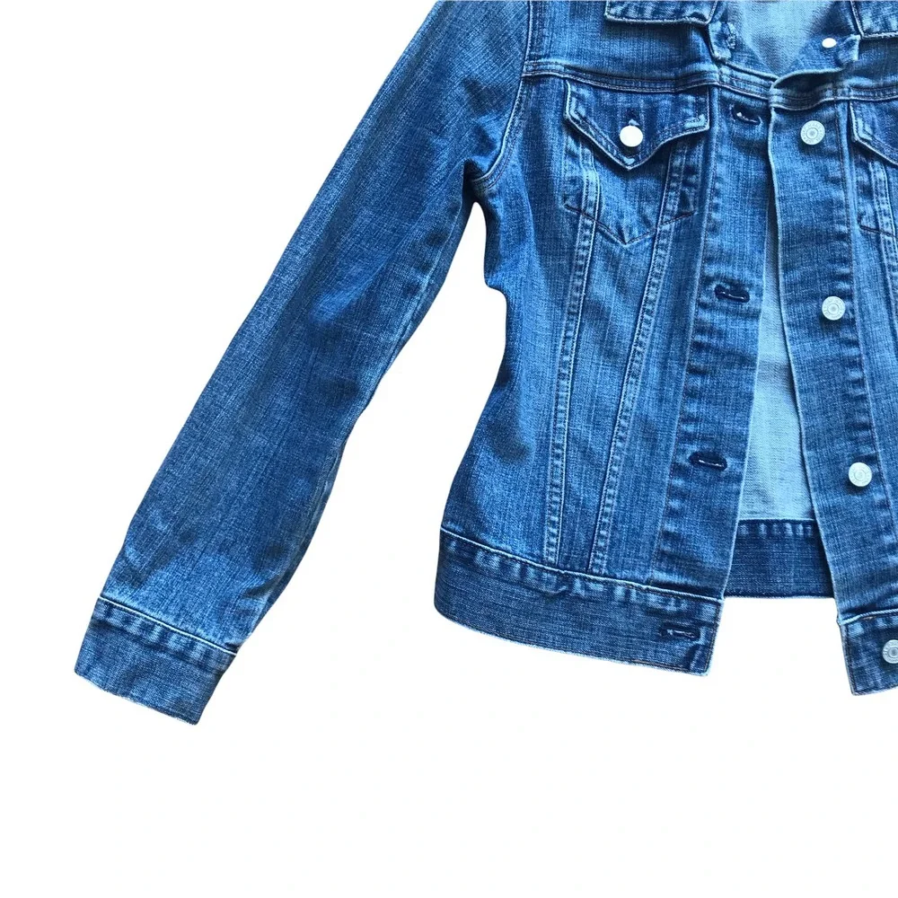 y2k 2000s VTG GAP Medium Wash Denim Jean Jacket Size Small Stretch Cotton - Picture 2 of 4